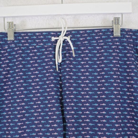 Bonobos Shark Fish Blue Lined Swim Trunks Large 38/9 Mid Rise - Picture 2 of 7